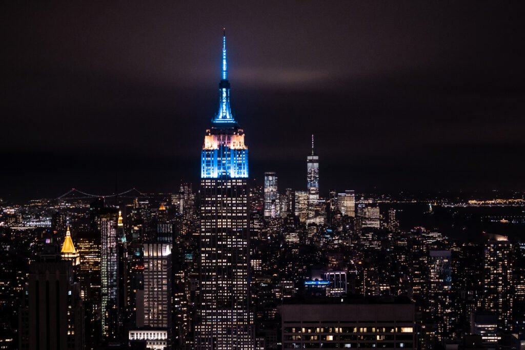 new york, new york, usa night skyline, view from the empire state building in manhattan, night skyline of new york. photography